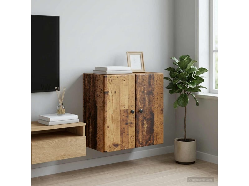  Armoire murale salon, meuble de rangement 59x31x60cm bois d'ingénierie bois ancien shl1550  - Conforama B