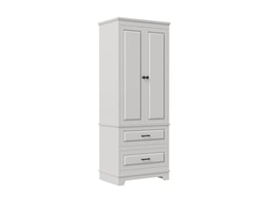 Armoire de rangement salle de bain - 70x47x185cm - colonne haute 2 portes, étagère réglable & 2 tiroirs - blanc