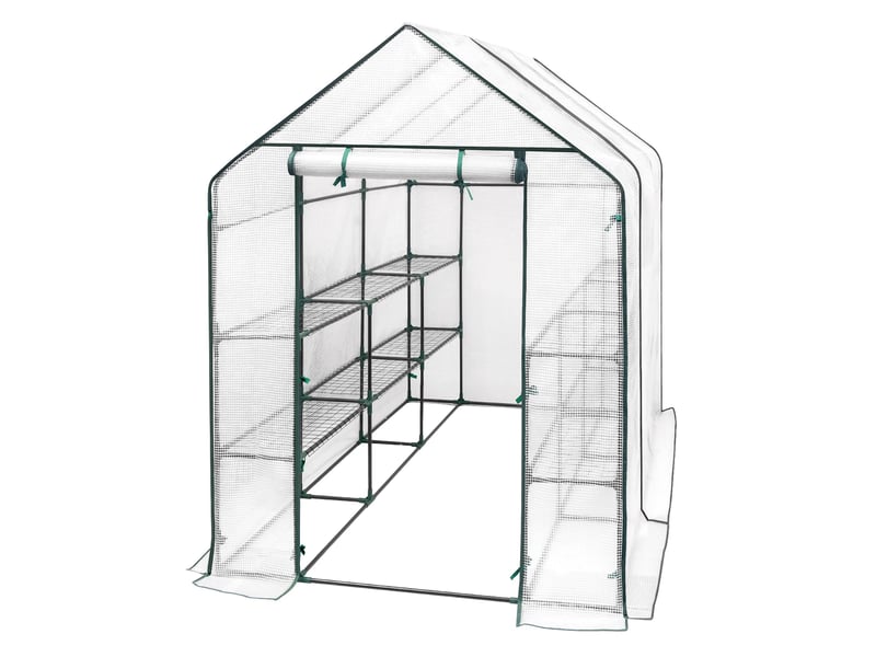  Serre de jardin 143x215x195 cm à fermeture éclair métal blanc  - Conforama A