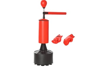 Appareil d'entraînement de boxe 88 x 48 x 155-205 cm – noir et rouge – barre rotative 360° et balle réflexe