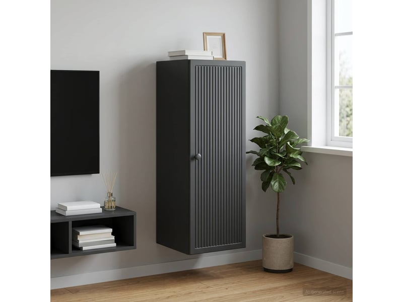  Armoire murale salon, meuble de rangement noir 33 x 34,5 x 90 cm bois d'ingénierie shl6856  - Conforama B