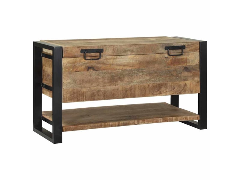  Boîte de rangement, coffre de rangement avec stockage marron bois de manguier massif  - Conforama B
