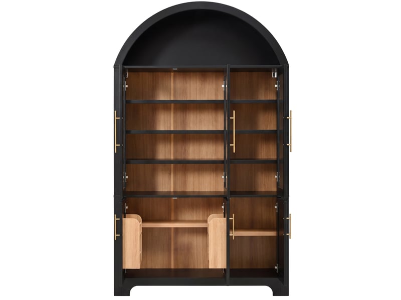  Buffet vitrine,110x40x185 cm,avec rangement,mdf et panneaux de particules,noir  - Conforama B