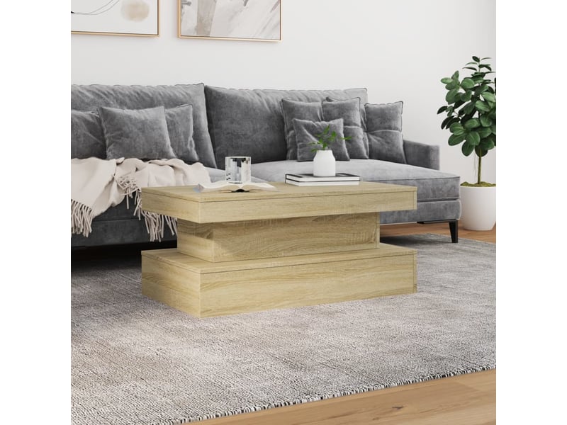  Table basse | table d'appoint salon avec lumières led chêne sonoma 90x50x40 cm shl9050  - Conforama D
