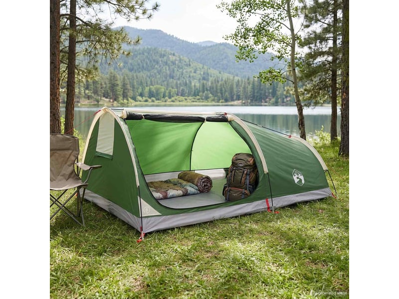  Tente de camping, tente de randonnée imperméable 1 personne vert  - Conforama B