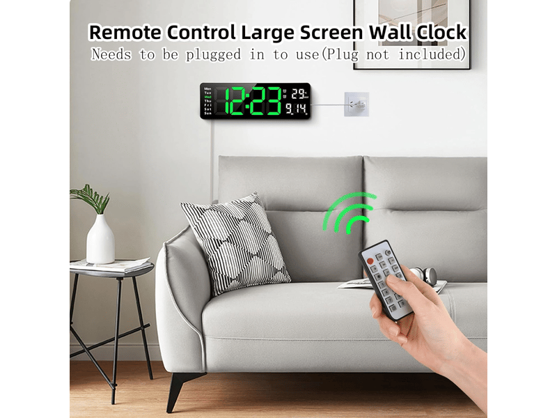  (13 pouces, vert) horloge murale numérique à led avec télécommande, compte à rebours, luminosité réglable, adaptée pour le salon, la  - Conforama D