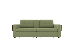 Canapé droit convertible HOMVRA  2 places Tissu vert avec coffre de rangement