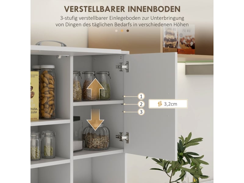  Meuble cuisine blanc - 3 tiroirs, 3 étagères - grand rangement - 89x39.5x168 cm  - Conforama E