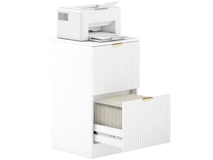 Caisson de bureau à 2 tiroirs, façades cannelées, classeur pour documents a4 ou lettre, 40 x 40 x 71 cm, blanc