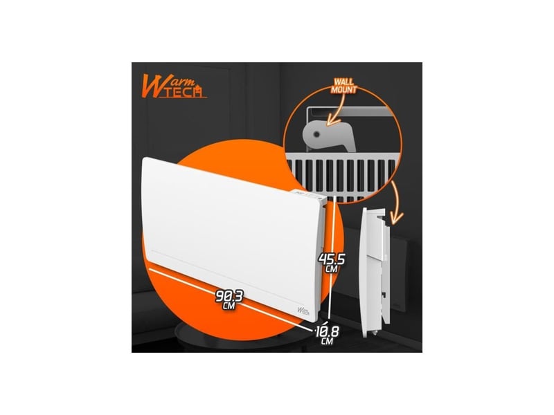  Radiateur inertie fonte 2000w horizontal blanc fil pilote 6 ordres thermostat lcd 6 modes ip24 AABLL16456 - Conforama D