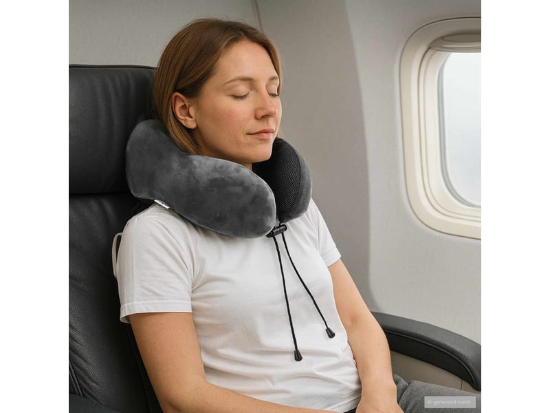  Coussin de voyage pour le cou gris mousse à mémoire de forme cf56382  - Conforama B