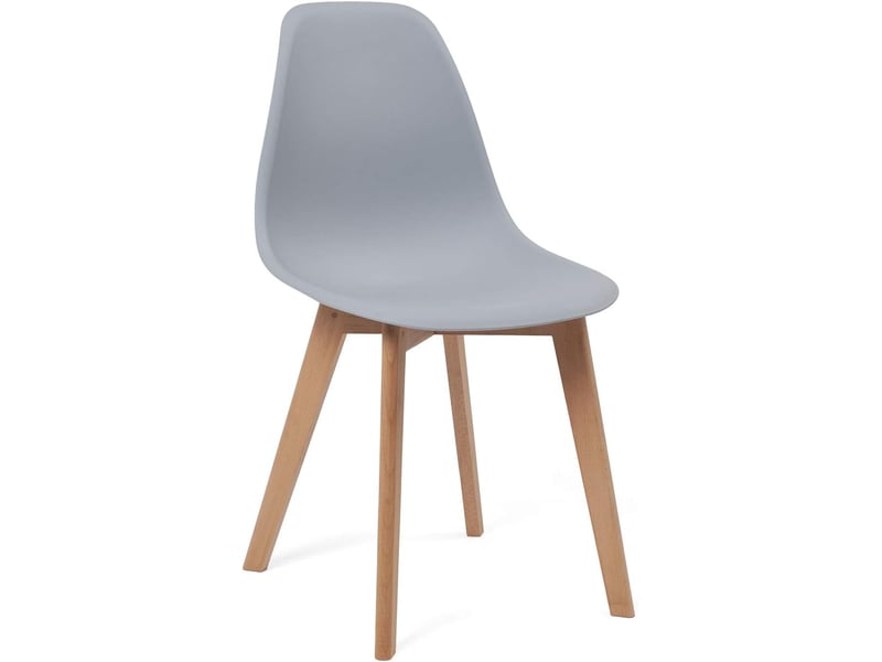  Lot de 4 chaises de cuisine scandinaves nao grises avec pieds en hêtre clair 651-NAO - Conforama B