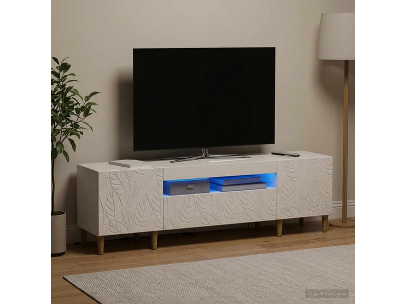  Meuble tv - banc tv - meuble de rangement led blanc brillant bois d'ingénierie  - Conforama D