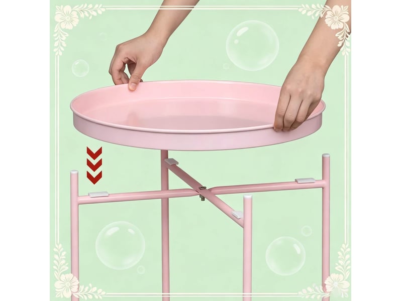 Table d'appoint ronde 44x44x53 cm à 2 plateaux amovibles en métal rose  - Conforama D