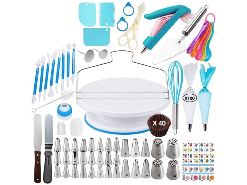  Kit de pâtisserie 107 pièces – poches à douille, plateau tournant et outils de décoration de gâteaux  - Conforama A