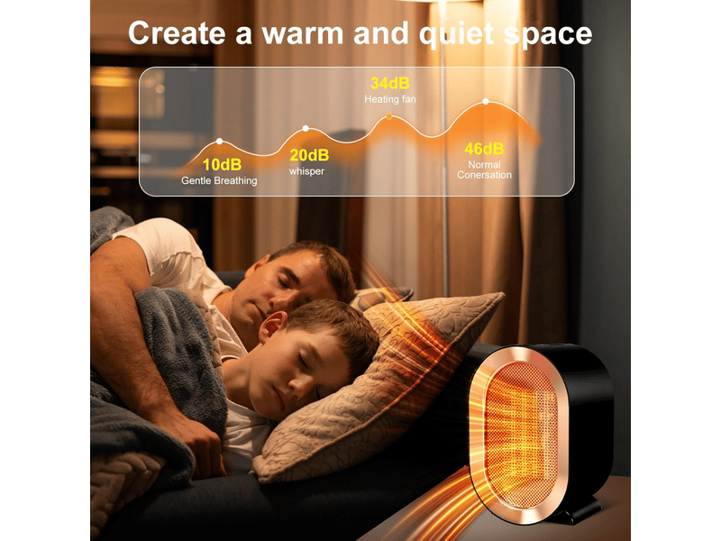  Chauffage d'appoint électrique d'intérieur portable, 1 200 w, avec thermostat, pour grandes pièces, chambres et bureaux, noir  - Conforama D