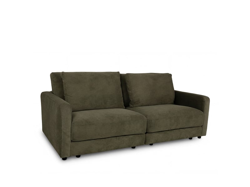  Canapé droit velours côtelé vert olive venezia 3 pl 3CA56.CA.3D.04 - Conforama D