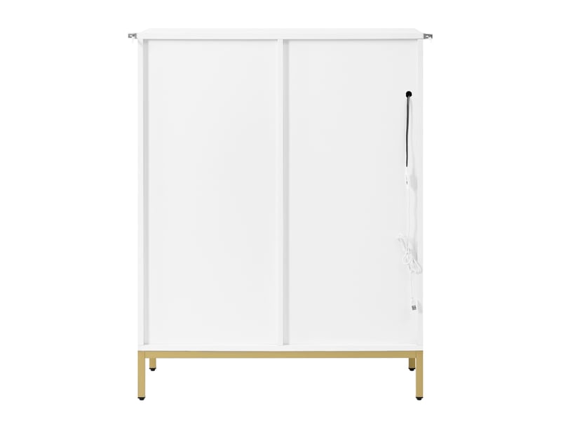  Ensemble vestiaire blanc avec meuble à chaussures, banc, patères et éclairage led contrôlé par application  - Conforama D