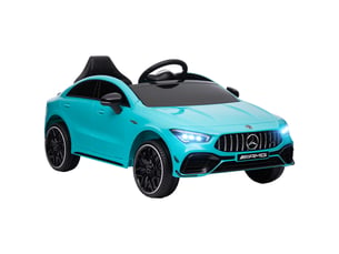 Voiture électrique pour enfants, télécommandée, avec roulettes de transport, phares led et klaxon, pour les enfants de 3 à 6 ans, bleu clair