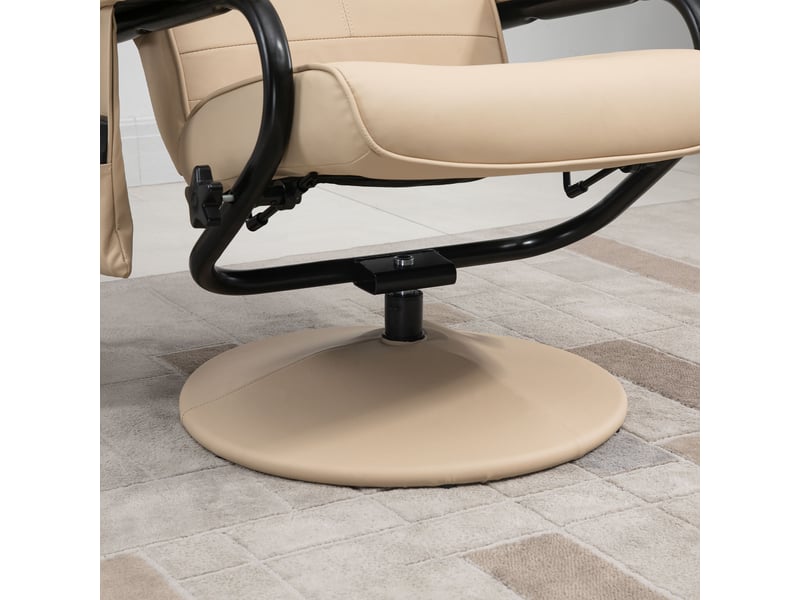  Fauteuil de massage 10 points, dossier réglable et pivotant à 360°, métal blanc crème  - Conforama C