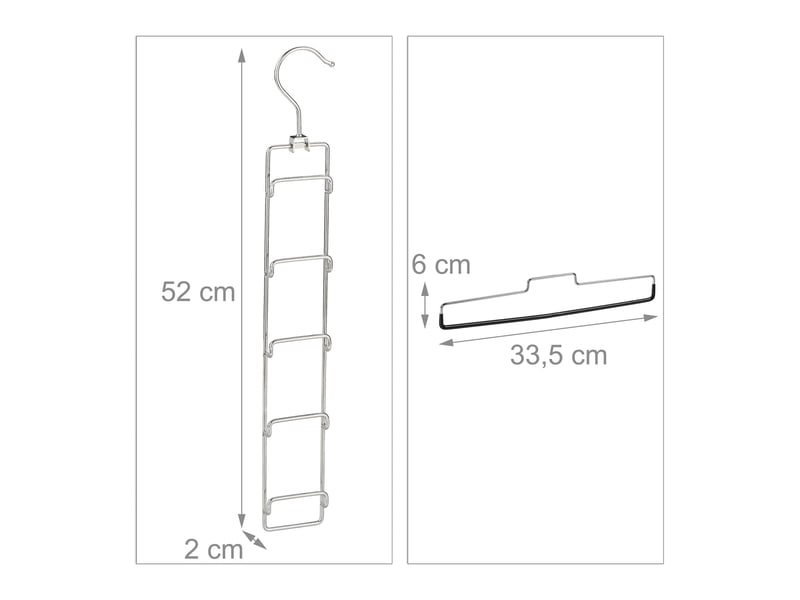  Lot de 3 cintres gain de place pour pantalon avec supports amovibles 52 x 33,5 x 2 cm en fer noir 13_0008123  - Conforama B
