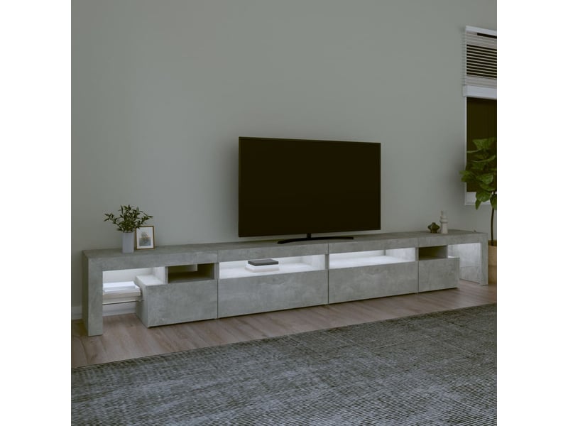 Meuble tv - banc tv - meuble de rangement avec lumières led gris béton 290x36,5x40 cm - Conforama C