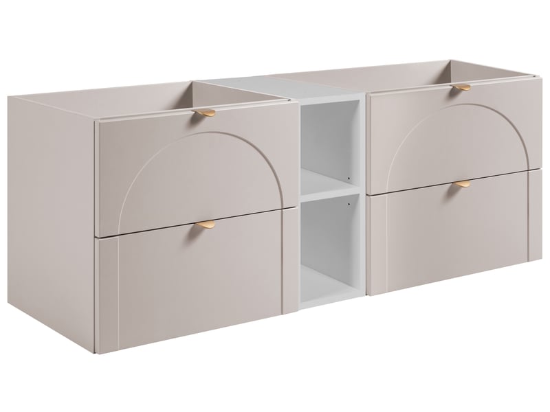 Meuble sous-vasque suspendu aura 140 cm avec étagère blanche cachemire mat k - Conforama A