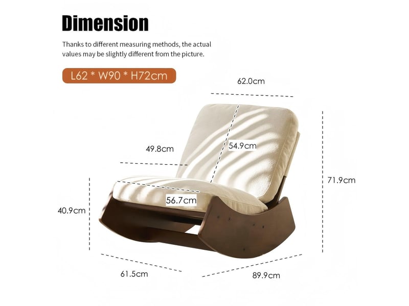  Lot de 2 chaises à bascule, fauteuil d'allaitement blanc en velours côtelé et bois massif, 90x61.5x71.9 cm  - Conforama C