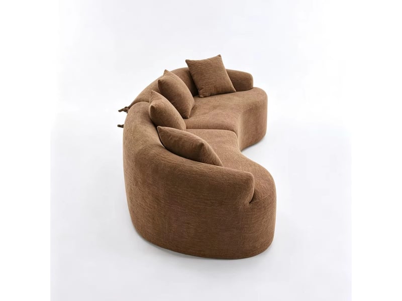  Canapé modulable 4 places incurvé en chenille caramel, compact, sans montage  - Conforama E