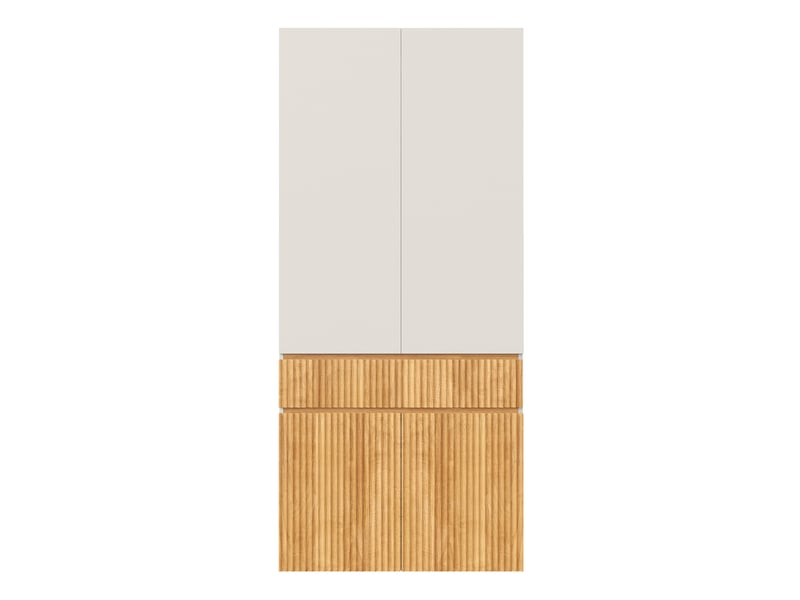  Armoire 90 x 50 x 200 cm avec 4 portes, 1 penderie et 1 tiroir, meuble haut à portes battantes, design moderne pour chambre, entrée, chambre d’enfant ou bureau - chêne clair OPULERANE TRADING LTD - Conforama A