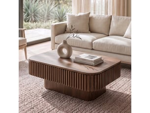 Table basse rectangulaire avec rangement dissimulé et plateau amovible, finition noyer pour salon, 98 × 60 × 35 cm