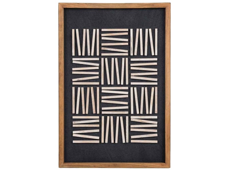  Tableau artisanal en bois recyclé relief noir et blanc 42x4x62 cm h  - Conforama B