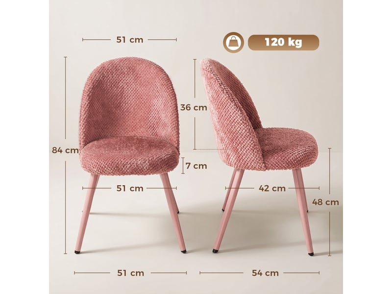  Chaises de salle à manger montiaria velours rembourrées rose  - Conforama C