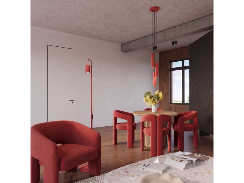  Lampadaire rayo 1 rouge aluminium moderne 160x30x30cm SL.3258 - Conforama C