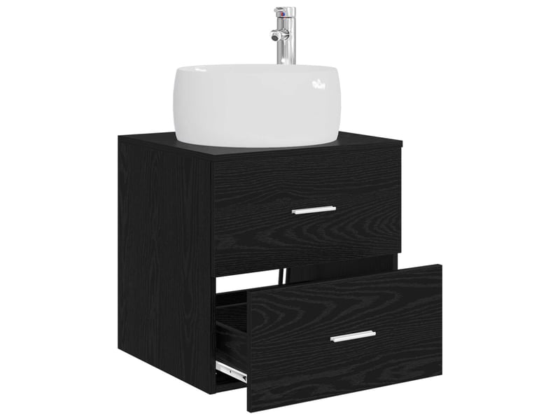  Vanité de lavabo mural, meuble de rangement chêne noir 49.5x44.5x66 cm  - Conforama C