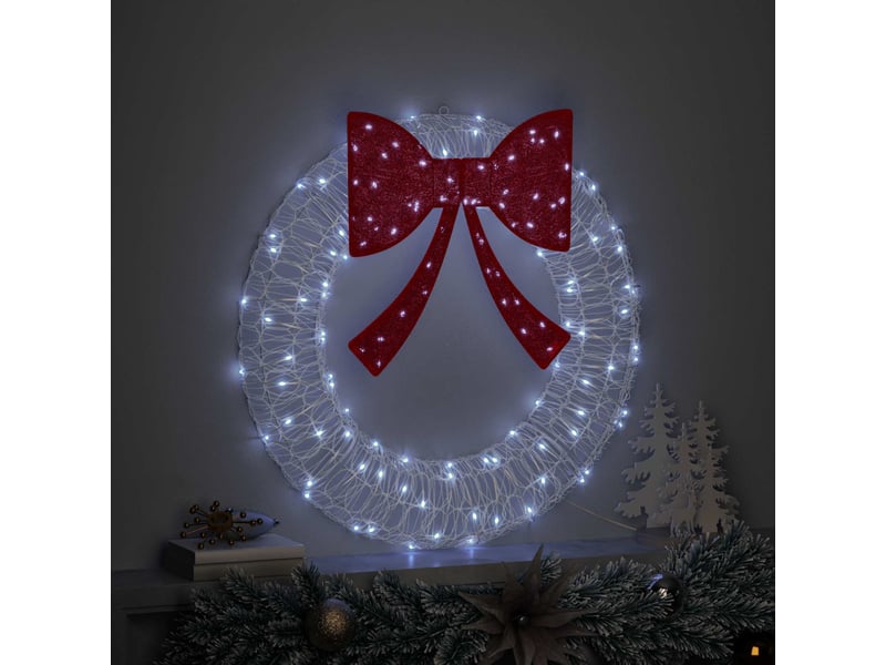 Couronne de noël, décoration de noël 60 led blanc froid 76 x 76 x 8,5 cm acrylique cf61757 - Conforama C