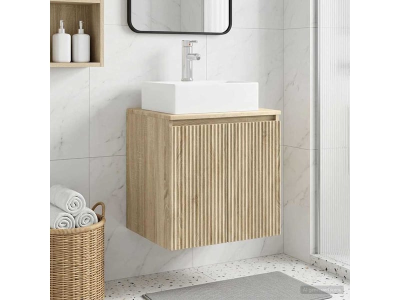 Vanité de lavabo mural, meuble de rangement chêne sonoma 49.5x41x62.5 cm shl2025 - Conforama B