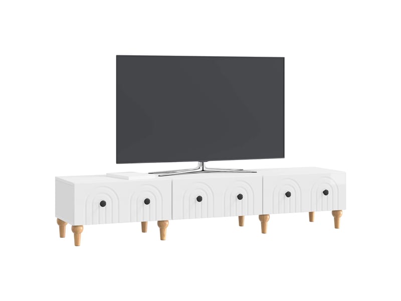  Meuble tv - banc tv - meuble de rangement blanc brillant 147 x 34,5 x 30 cm bois d'ingénierie  - Conforama C
