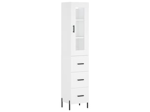 Buffet haut - bahut - meuble de rangement blanc 34,5x34x180 cm bois d'ingénierie