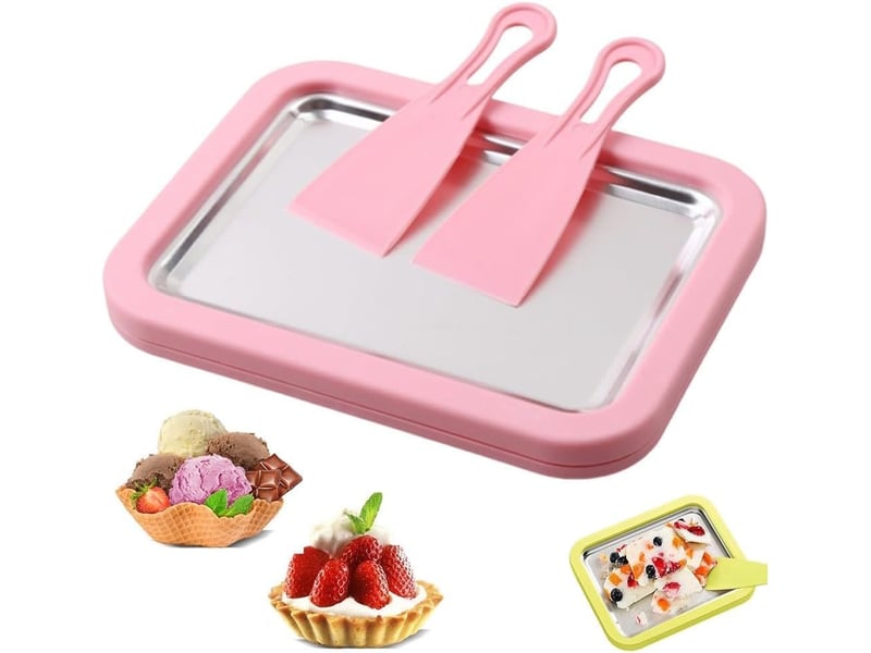  (rose, 1) sorbetière instantanée, plaque à glace roulée, kit de sorbetière diy avec 2 spatules, plaque à glace roulée pour la préparation de glaces GTR00686 - Conforama A