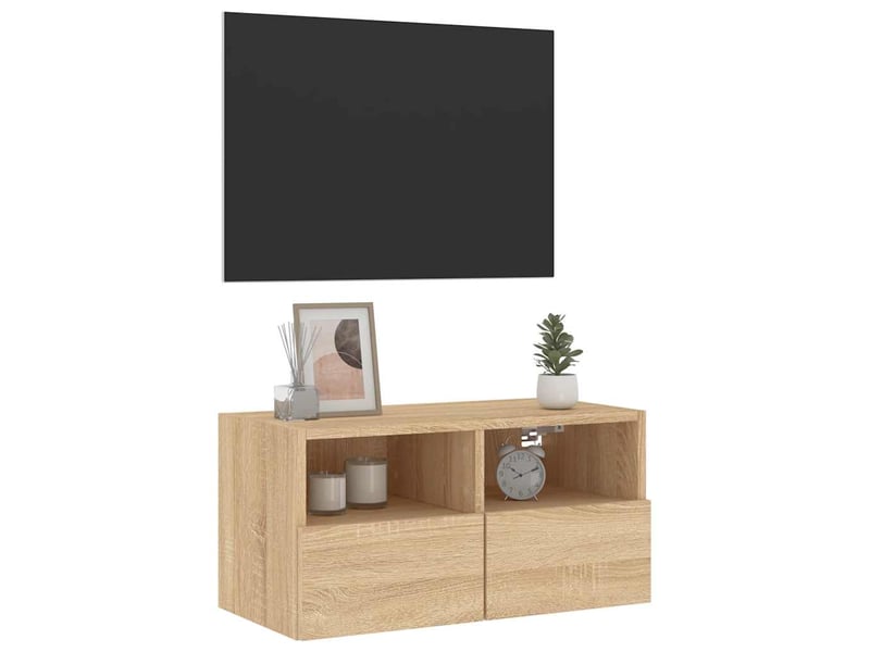  Meuble tv - banc tv - meuble de rangement mural chêne sonoma 60x30x30 cm bois d'ingénierie  - Conforama E