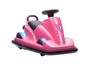 Auto-tamponneuse pour enfants 74x53x48 cm 360°, volant, led, musique, métal, rose