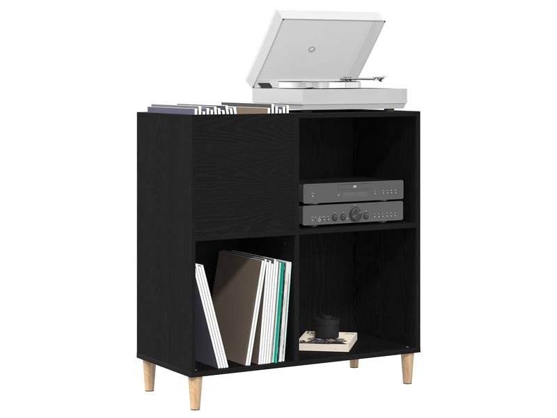  Meuble à vinyles, armoire à disques chêne noir 84,5x38x89 cm bois d'ingénierie shl40771  - Conforama C