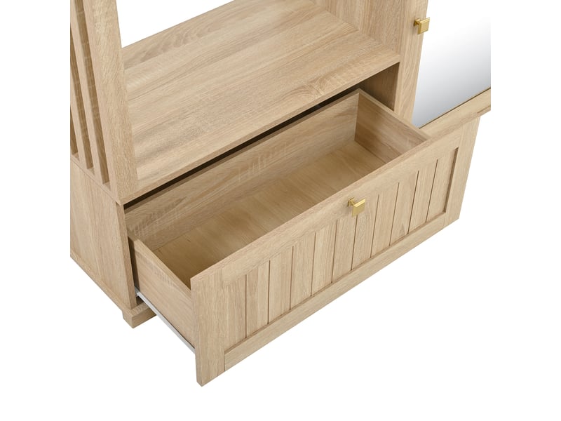 Armoire dressing 115,5 l x38,5 b x 194,5 h(cm) en mdf avec miroir et tiroir coloris chêne chicfurn - Conforama E