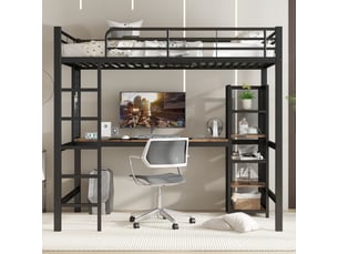 Lit mezzanine 90x200 cm <strong></strong>  <strong></strong> coloris noir
