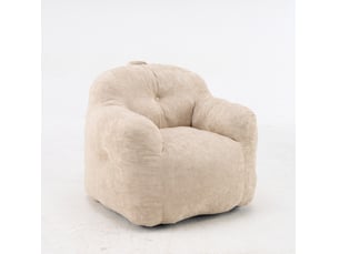 Fauteuil poire 95x95x79 cm – beige – mousse déchiquetée, accoudoirs enveloppants et dossier ergonomique