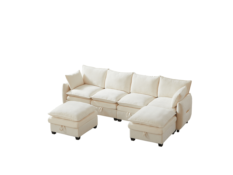  Canapé convertible 2 places 4 en 1 modulable, dossier réglable, sans montage, base antidérapante, 4 coussins, mousse haute élasticité, chenille vert  - Conforama A