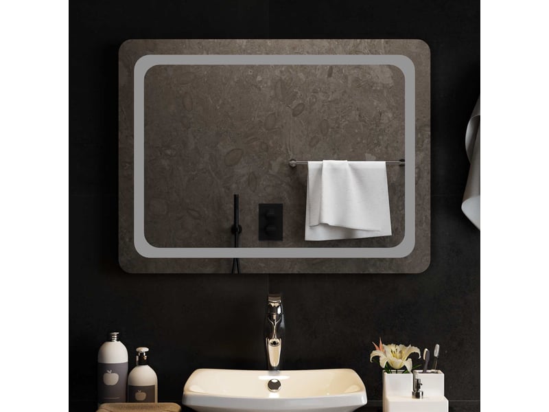  Miroir de salle de bain, miroir de toilette led transparent 80 x 60 cm verre trempé cf62619  - Conforama B