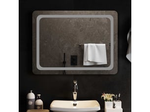 Miroir de salle de bain, miroir de toilette led transparent 80 x 60 cm verre trempé cf62619