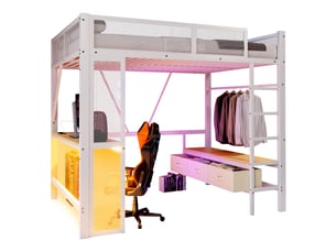 Lit mezzanine 140x200 cm <strong>MERAX</strong>  <strong>lit enfant blanc</strong> coloris blanc